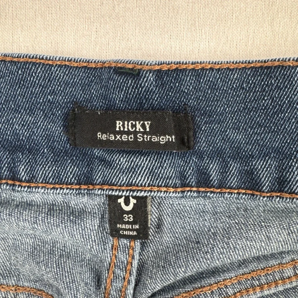 True Religion Ricky Relaxed Straight Mens Blue Jeans  fits 32*32 Denim